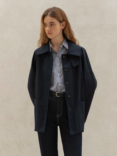 RAGLAN HALF TRENCH COAT (NAVY) - NONANDNON - Modalova