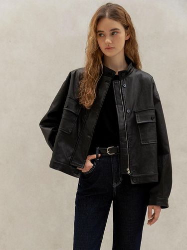 ECO LEATHER POCKET BLOUSON JACKET (BLACK) - NONANDNON - Modalova