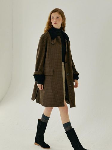 MELBA classic oversized single mac coat_Brown chec - MANNON - Modalova