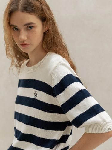 LOGO STRIPE HALF KNIT (BEIGE) - NONANDNON - Modalova