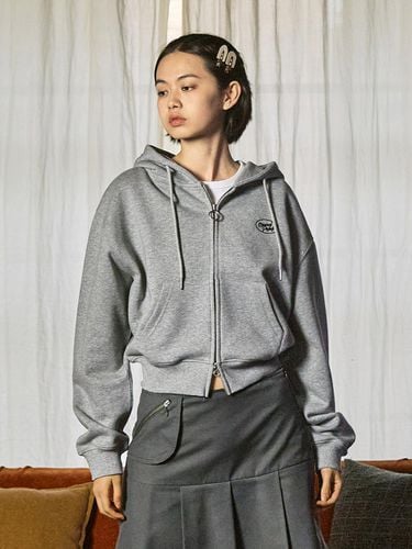 Embossy Logo Cropped Hooded Zip-Up MZT114/2color W - MINIMAL PROJECT - Modalova