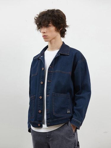 DENIM PATCH WORK JACKET DARK BLUE - RYUL + WAI: - Modalova