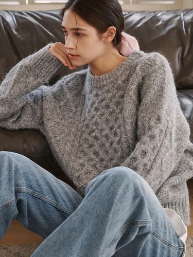 Multicolor cable wool pullover-gray - ODER - Modalova