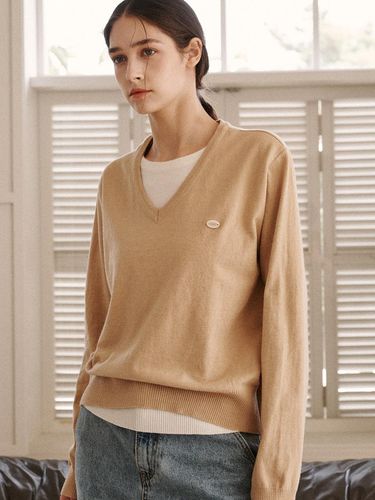 Contrast layered pullover-beige - ODER - Modalova