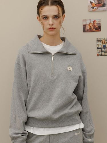 Half zip-up cotton sweat shirt_Gray - Charles de Rohan - Modalova