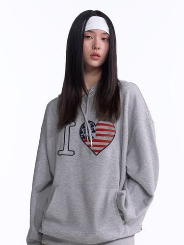 I Love Kirsch Loose Fit Hoodie [Melange Gray] - KIRSH - Modalova