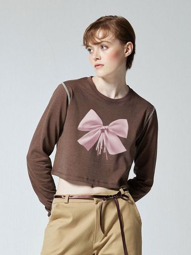 RIBBON STITCH CROP T-SHIRT - BROWN - DEARSTALKER - Modalova