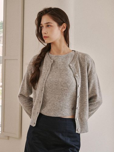 Layered cashwool cardigan-gray - ODER - Modalova