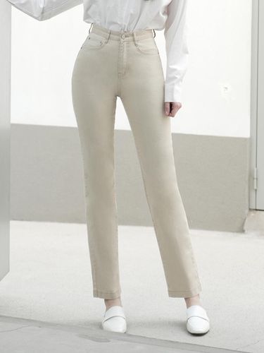 W1029 COTTON SLIM STRAIGHT PANTS_BEIGE - WAAR - Modalova