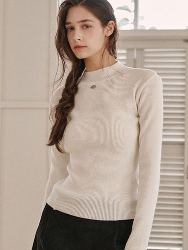 Coin half-neck pullover-Light Beige - ODER - Modalova