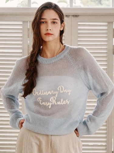 Mohair chain embroidery pullover-skyblue - ODER - Modalova