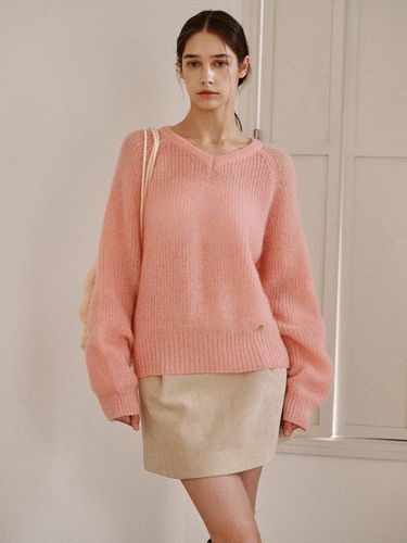 V-neck mohair pullover-pink - ODER - Modalova