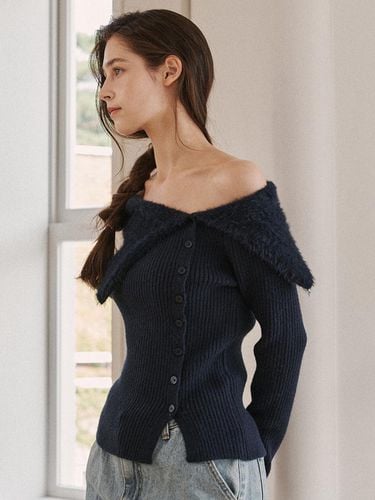 Mix unbalanced off cardigan-navy - ODER - Modalova