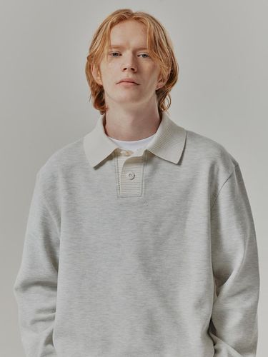 Knitwear collar oversized fit sweatshirt - MIND BRIDGE MEN - Modalova