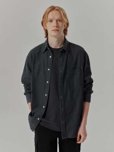 Gray denim oversized fit shirt - MIND BRIDGE MEN - Modalova