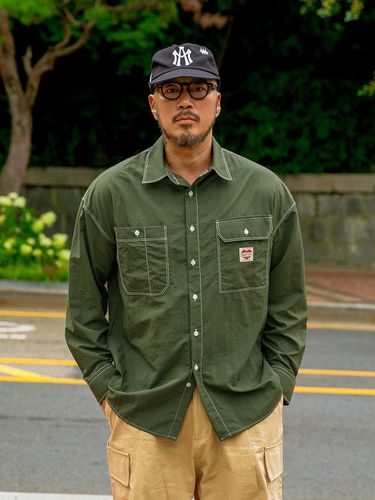 Nylon unbalanced pocket shirt khaki - RUGGED HOUSE - Modalova