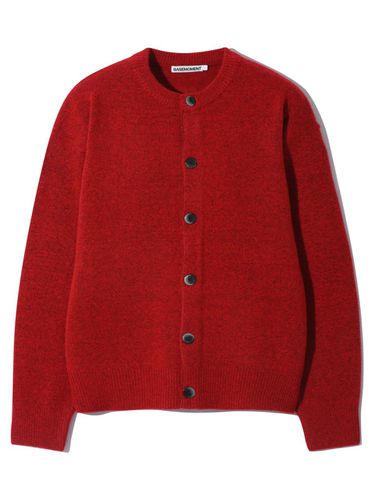 Round neck button cardigan red - BASEMOMENT - Modalova