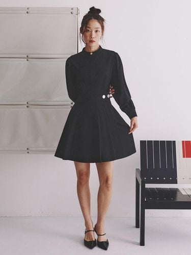 Gold Button Wrap Dress_black - GANISONG - Modalova