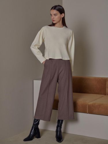 Wide Pintuck Wool Slacks_brown - GANISONG - Modalova