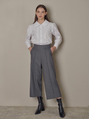 Wide Pintuck Wool Slacks_gray - GANISONG - Modalova