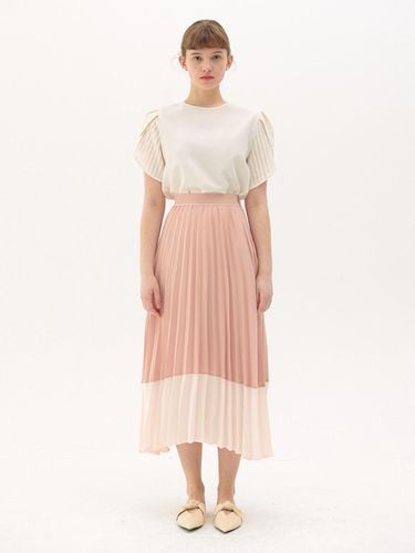 Pleats Layered Long Skirt_pink - GANISONG - Modalova