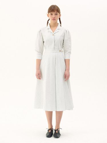 Button Wrap Dress_striped white - GANISONG - Modalova