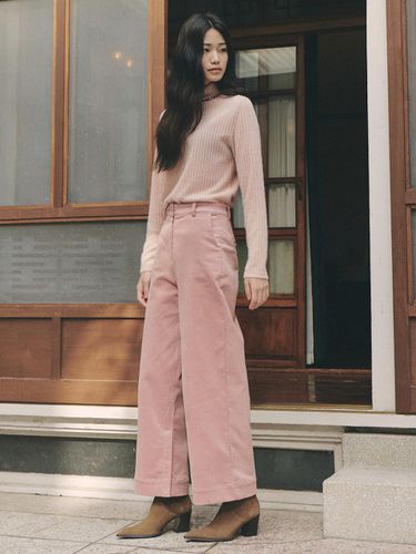 Indigo Corduroy Slit Pants_pink - GANISONG - Modalova