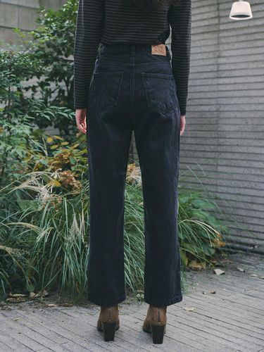 Straight Fit Denim Pants_black - GANISONG - Modalova