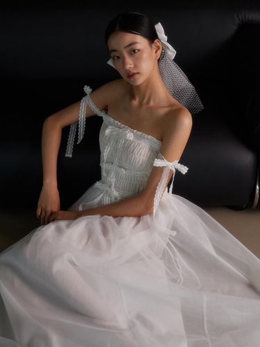 Bridal Ribbon Tulle Dress_white - GANISONG - Modalova