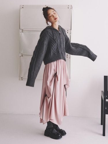 Cosmo Bow Shirring Skirt_pink - GANISONG - Modalova