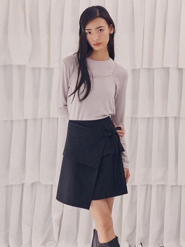 Tiered Ribbon Tie Wrap Skirt_black - GANISONG - Modalova