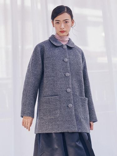 Classic Round Collar Half Coat_gray - GANISONG - Modalova