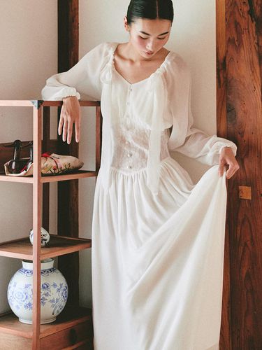 Bridal Nabi Corset Chiffon Dress_white - GANISONG - Modalova