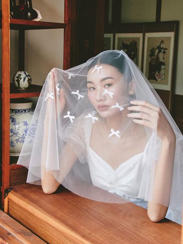 Bridal Ribbon Mood Veil_white - GANISONG - Modalova