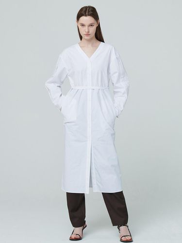 V Neck Shirt Long Dress - White - Nouve - Modalova