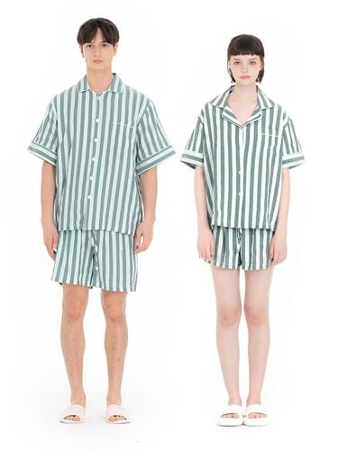 GREEN Stripe Couple Short-Sleeve SET - FOVERE - Modalova