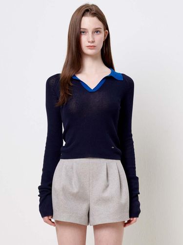 Contrast Polo Knitwear Navy - PLAC - Modalova