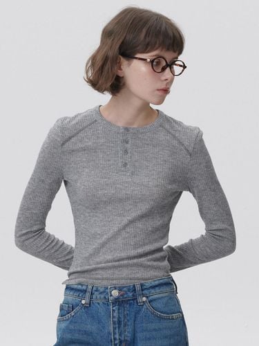 Henley neck long-sleeved T-shirt gray - PLAC - Modalova