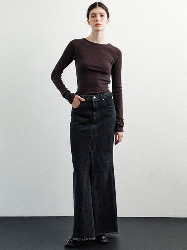 Black denim maxi skirt (black) - LE - Modalova