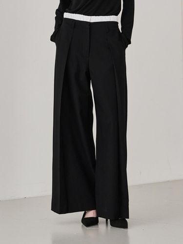 Double Waist Wool Pants - Black - Nouve - Modalova