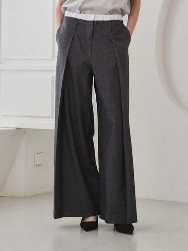 Double Waist Wool Pants - Dark Gray - Nouve - Modalova