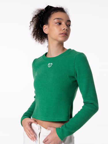 EMBROIDERY LOGO RIBBED T-SHIRT - GREEN - MAKE A TOAST - Modalova