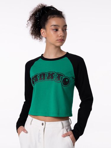 RAGLAN VINTAGE SHORT TOP - GREEN - MAKE A TOAST - Modalova