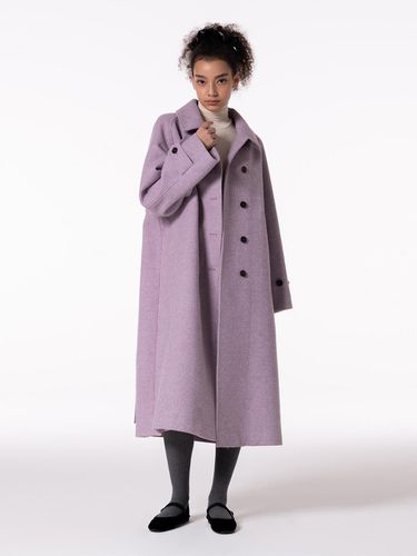 BACK SLIT BELTED LONG COAT - PINK - MAKE A TOAST - Modalova