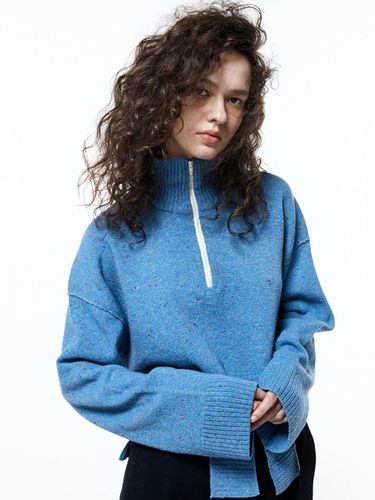 HALF ZIP-UP CROP KNIT BLUE - HAUS 072C - Modalova