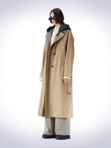 DETACHABLE HOODED TRENCH COAT BEIGE - HAUS 072C - Modalova