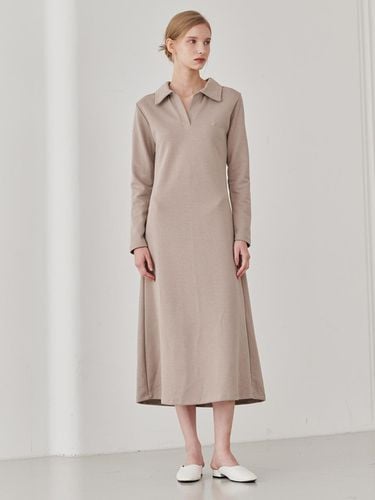 Slim Fit Collar Dress - Beige - Nouve - Modalova