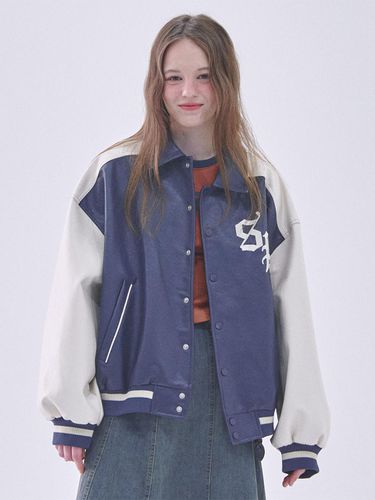 Vintage oversized varsity jacket_Blue - SOMEPLACE - Modalova