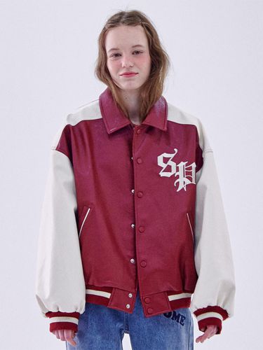 Vintage Oversized Varsity Jacket_Red - SOMEPLACE - Modalova