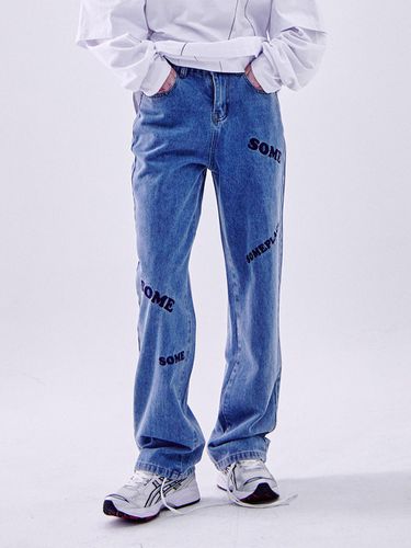 SOME logo embroidery point straight denim pants [m - SOMEPLACE - Modalova